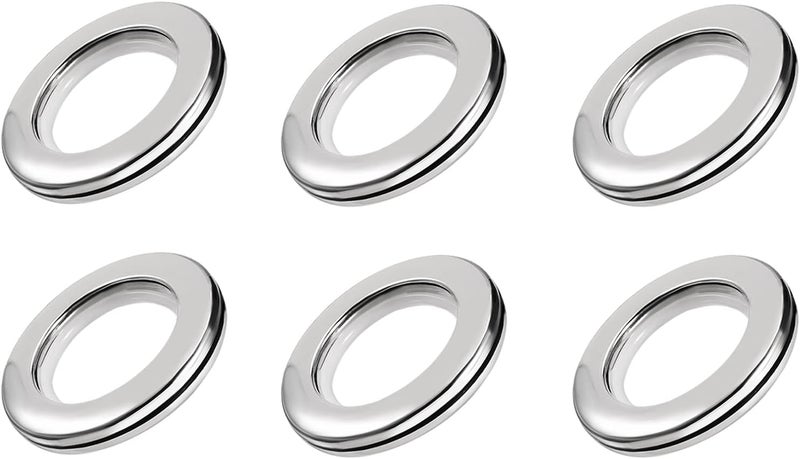 METALLIXITY Curtain Grommets, (1.5 Inch) 6Pcs, Plastic Drapery Roman Ring - for Household Window Door Rods, Silver Tone - Image 1